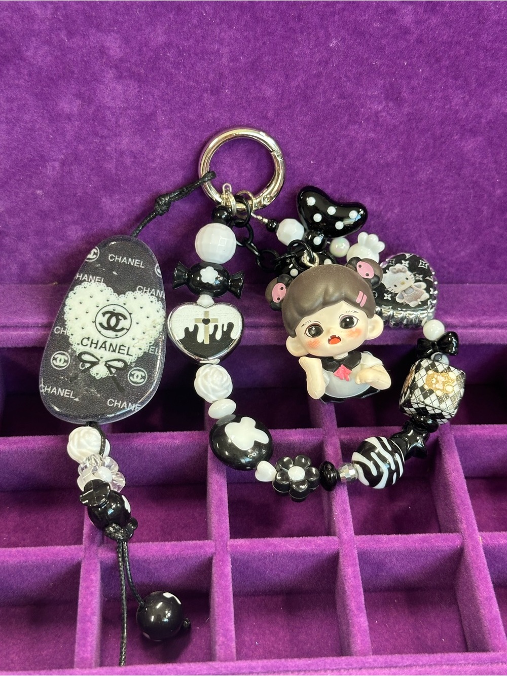 black & white bow bag charm ✨🎀